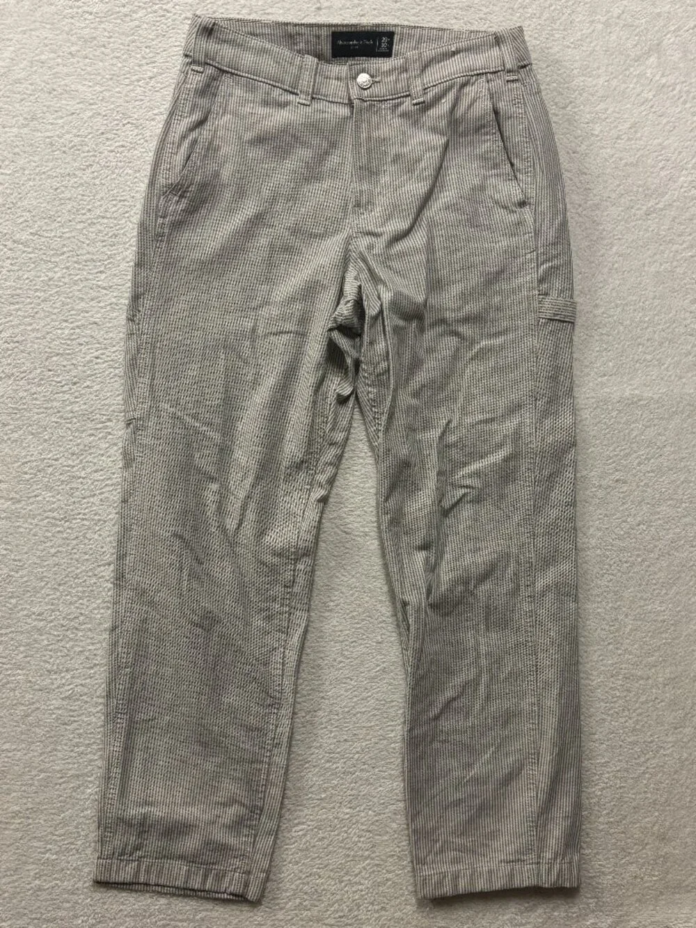 Abercrombie & Fitch Loose Carpenter Pants Mens 29x30 Striped Hickory Seersucker